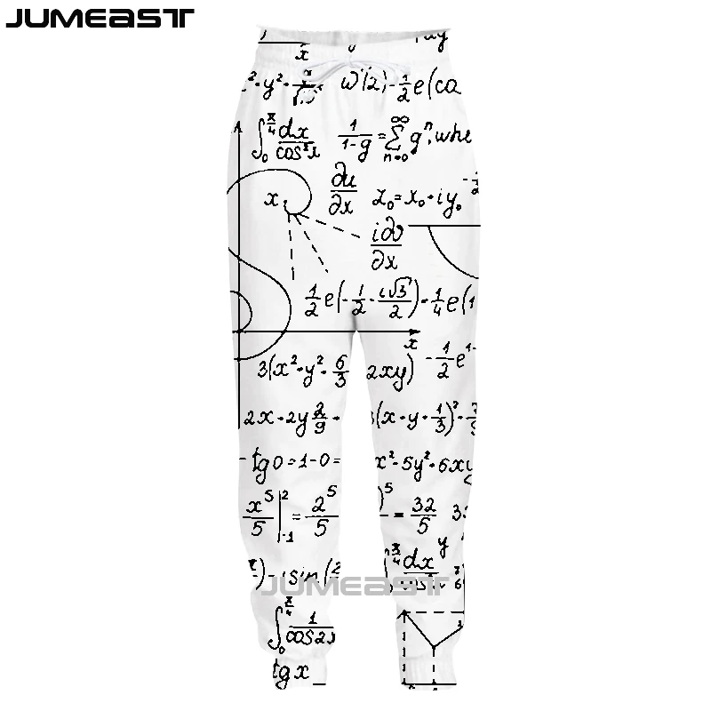 Бренд Jumeast для мужчин/женщин с 3D принтом математическая формула повседневные длинные штаны спортивный пуловер длинные спортивные штаны