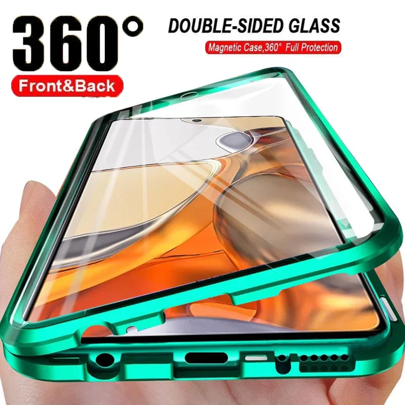 Металлический магнитный чехол с полной защитой 360 градусов для Xiaomi Redmi Note 11T 10S 10 9T