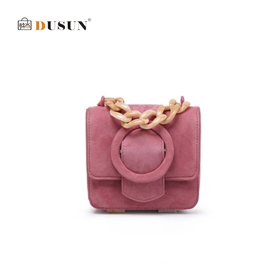 

Fashion Solid Color Mini Shoulder Bag Acrylic Chain Portable Small Square Bags Pu Leather Ladies Shoulder Diagonal Bags 2019 New