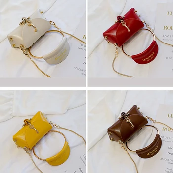 

Metal Ring Handle Women Handbag Mini Cute Tote Bag Chain Rivet Shoulder Bag Fashion Messenger Bag