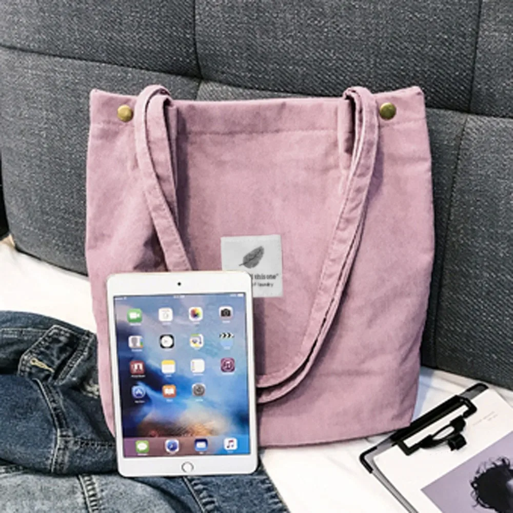 Женская сумка на плечо, винтажная Вельветовая Сумка-тоут, Женская однотонная ручная сумка, складная многоразовая сумка для покупок, дорожная сумка, Bolsa Feminina# A