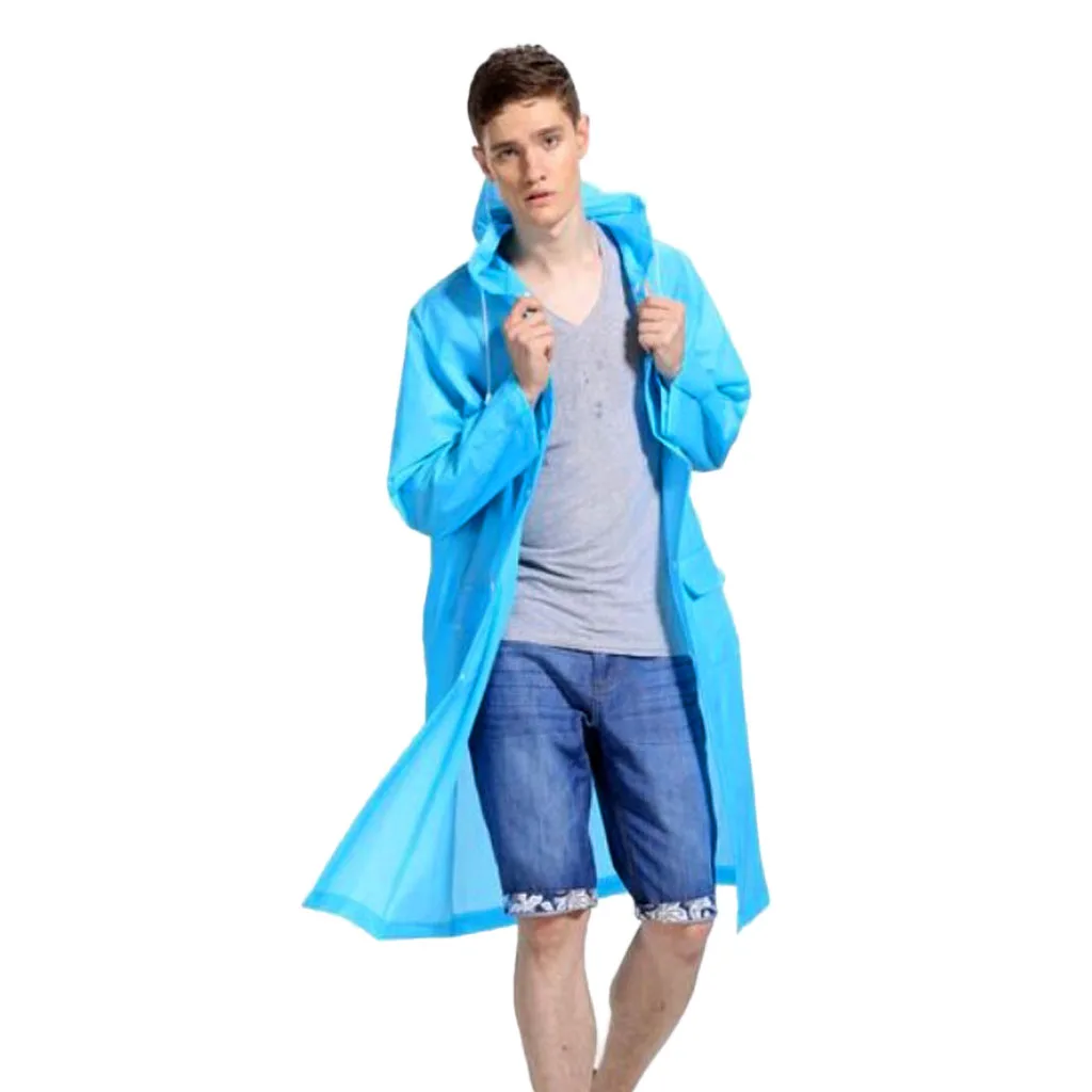 Waterproof Rain Poncho Reusable Adult Raincoat with Hoods & Cap Visor White
