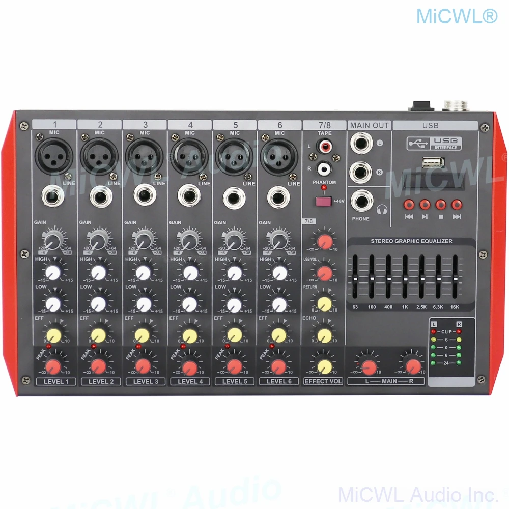 8 Channel MG8 Bluetooth Mixer Sound Mixing Console Portable Karaoke Music Computer Live Mixer 7-Band EQualizer