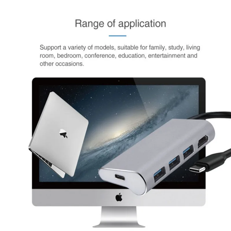 Type-c 3,1-usb-хаб из алюминиевого сплава 4 порта Usb3.0 высокоскоростной концентратор type-C конвертер