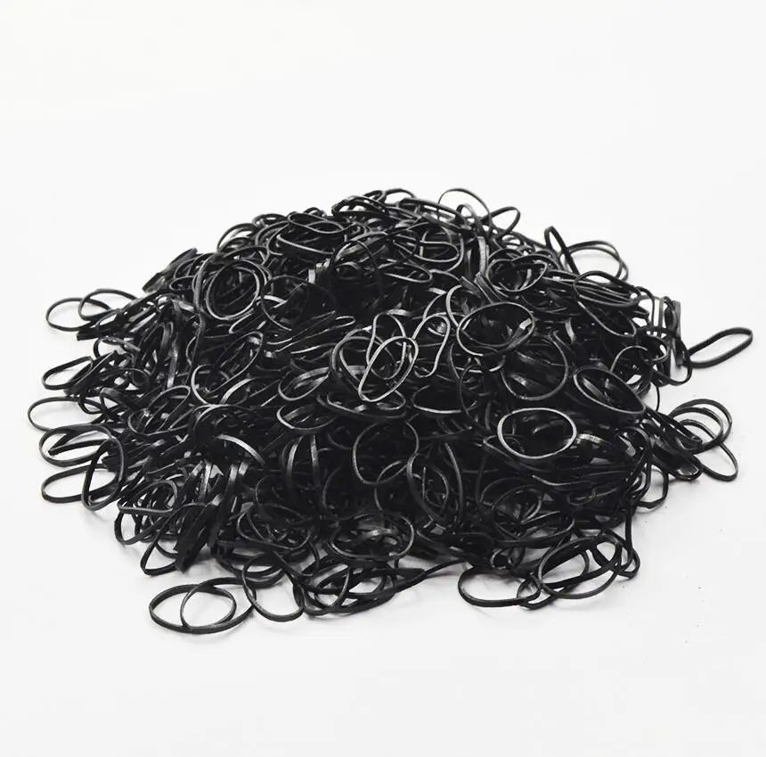 black 1000 шт., маленькие прозрачные черные резинки, веревка, конский хвост, держатель, резинка для волос, эластичная резинка для волос для девочек, аксессуары для волос - Цвет: black