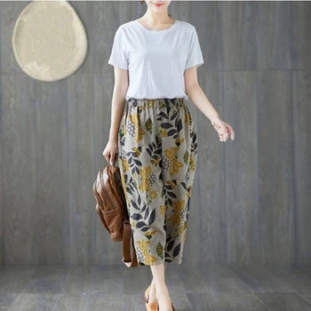

Pants Women 2020 Fashion Printing Pockets Pants Cotton Linen Casual Female Sweatpants Trouser Loose Casual Femme Pants