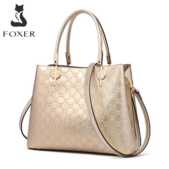 

FOXER 2020 Luxury Women Leather Handbag Fashion Lady Large Capacity Shoulder Tote Female Travel Purse Winter Cross body Bags