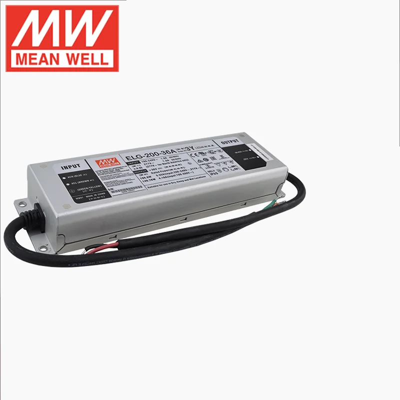 Бренд MEAN WELL представляет ELG-200-36A-3Y 200W 5.55A 36V регулируемый светодиодный Питание 110 V/220 V AC для е-байка 36В DC 200W Водонепроницаемый MeanWell LED Привод