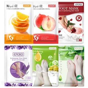

EFERO 6pairs Exfoliating Foot Peeling Mask Whitening Dead Skin Callueses Foot Care Socks for Pedicure Socks Feet Mask Patch