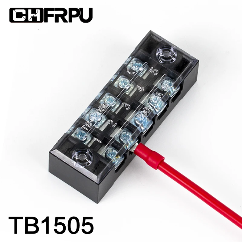 TB1505 1PCS 이중 행 배리어 스크류 터미널 블록 스트립, 와이어 커넥터 고정 배선 보드 600V 15A