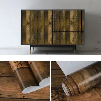 

Vintage Wood Grain Self Adhesive Wallpaper Waterproof Wall Sticker Living Room Furniture Counter-top Stickers Home Decor Paper