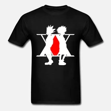 Охотник х Охотник аниме мужской черный Гон киллуа логотип футболки одежда(China)