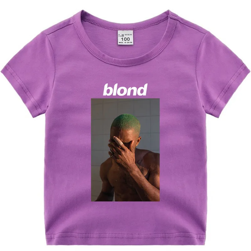 T99A-purple Маленький мальчик и девочек с рисунком в стиле аниме Рисунок Frank Ocean блондинка, хлопковая футболка, летняя детская одежда для рождественских праздников, футболка с изображением мультипликационных персонажей для детей футболка для малышей - Цвет: T99A-purple
