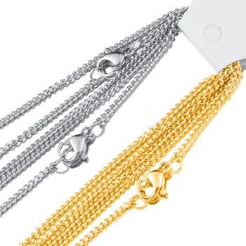 

5pcs/lot Width 1/1.5/2mm Stainless Steel Link gold plating Chains Necklaces DIY Jewelry Flat Chains Suit Wholesale Bulk Sale