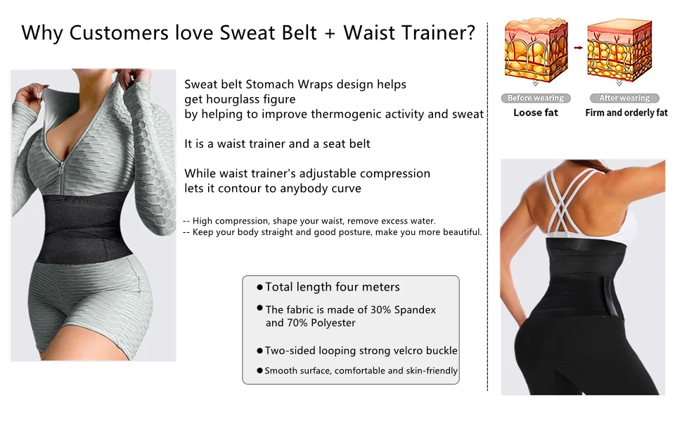 Waist Trainer for Women Tummy Wrap Waist Trimmer Belt Slimming Body Shaper Plus Size Snatch Me Up Bandage Wrap Waist Support