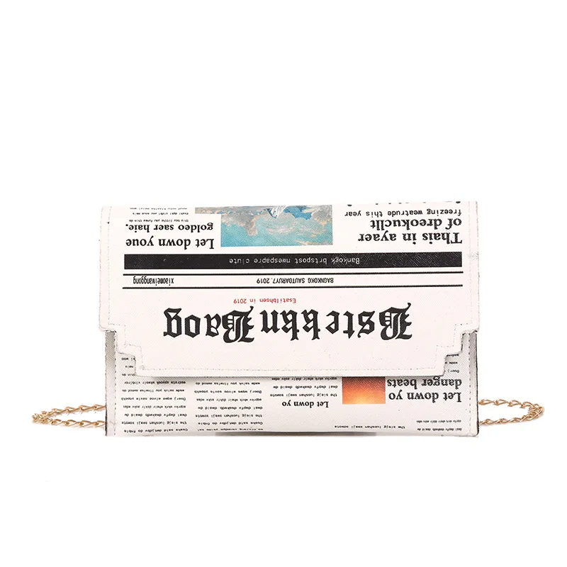 Women Joker Messenger Bag Chain Shoulder Bag Personality Fashion Small Square Newspaper News Styling Bags Wholesale Bolso Mujer 6