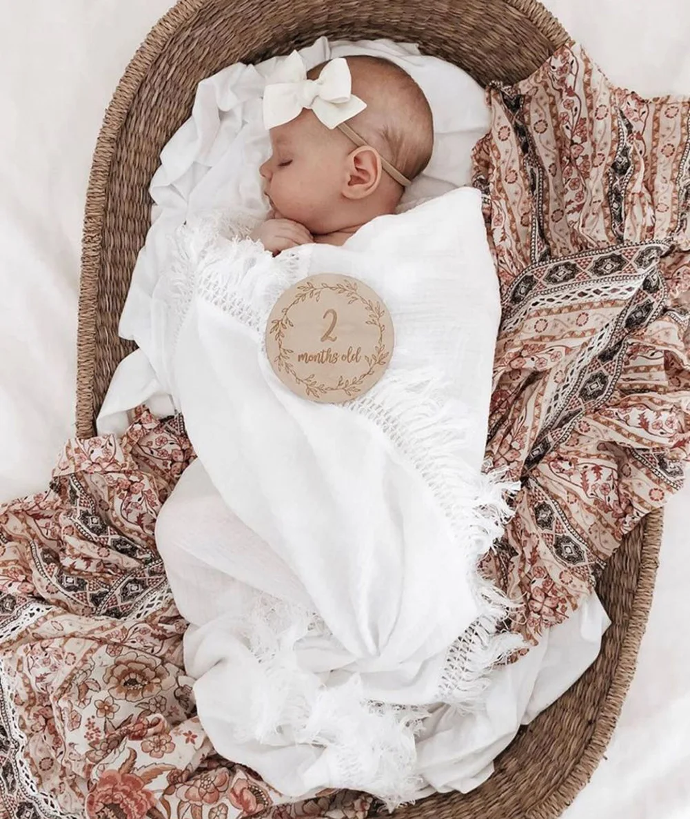 Emmaaby/Пеленальное Одеяло для новорожденных девочек и мальчиков; муслиновый спальный коврик с кисточками; однотонное одеяло; s