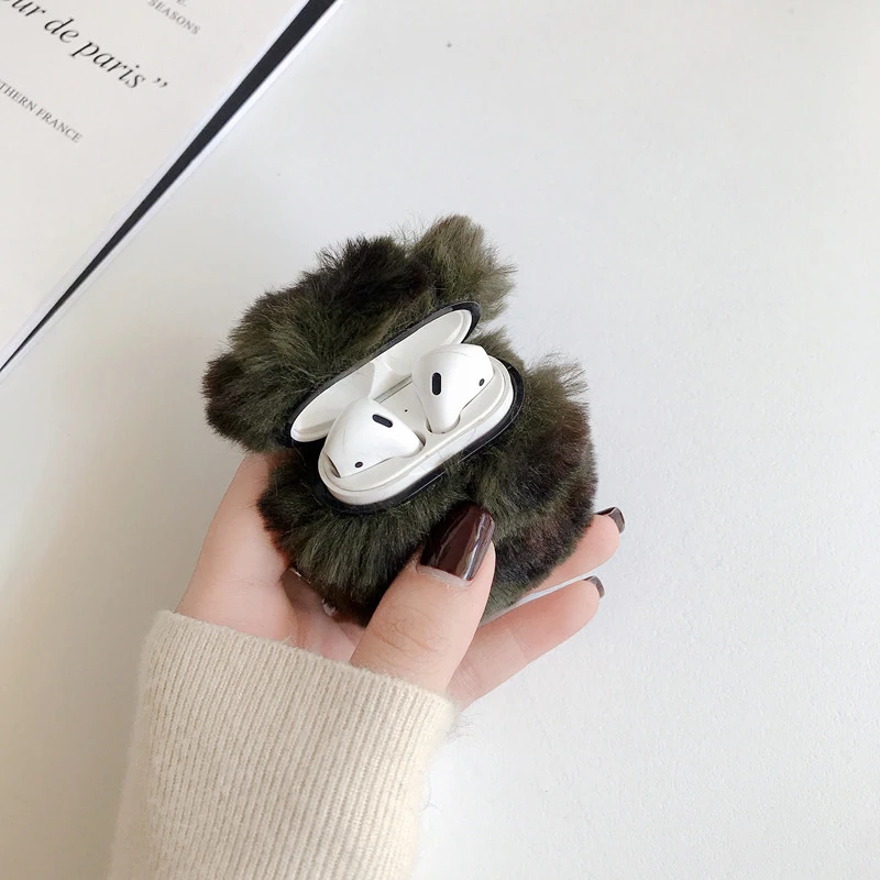 Зимний модный Леопардовый Гепард плюшевый пушистый bluetooth беспроводной наушник защитный чехол для apple airpods 1/2 чехол для зарядки