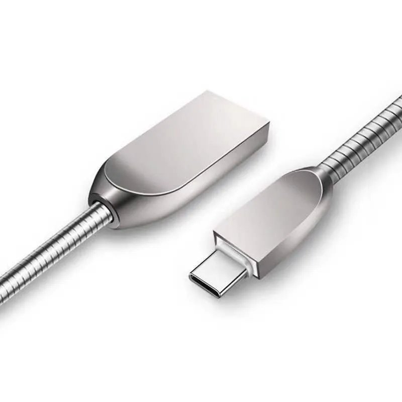 1M 3A зарядный кабель для мобильного телефона usb type C металлический провод для передачи данных для IOS Micro Kable - Цвет: Type-C