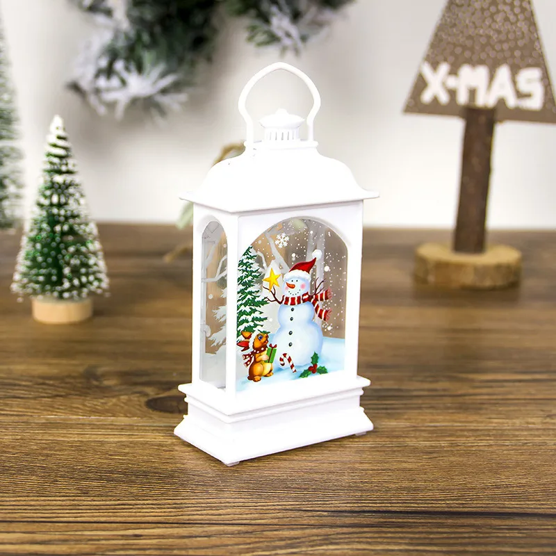 Новогодний орнамент DIY украшения для рождественской елки для дома фонарь Светодиодная свеча чайный светильник свечи Санта-олень светильник со снеговиком SA203