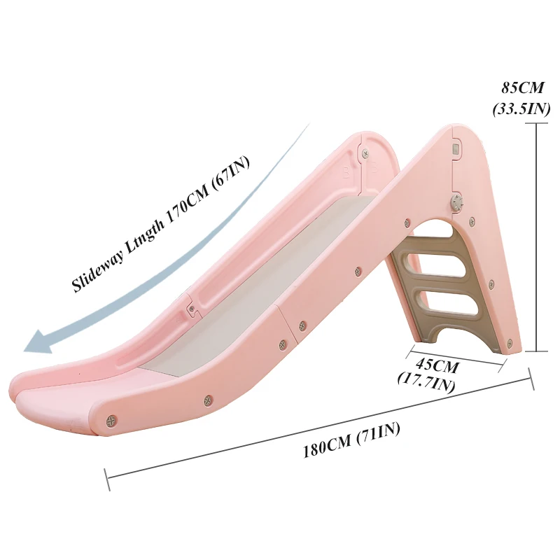 Baby Shining Children's Slide Toys 1-10 Years Old Indoor Slide Lengthen 170CM/67IN Household Toys Basketball Stand Toy