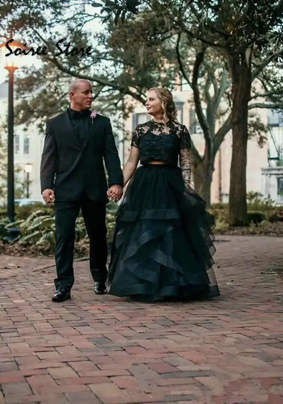 black boho wedding dress