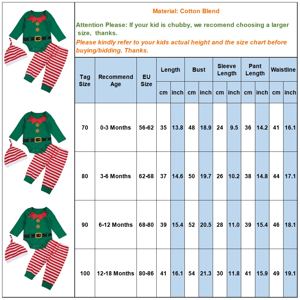Зимние рождественские маскарадные костюмы для малышей, комплект одежды из 3 предметов для маленьких мальчиков, зеленый Боди+ полосатые штаны+ шапочка, детская одежда для мальчиков 0-2 лет, D35