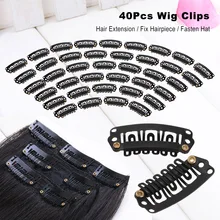 40 шт. зажим для парика, заколки для волос, заколки для волос, колпачки для наращивания, уток, u-образные заколки для волос, парикмахерский стиль, салон, черный