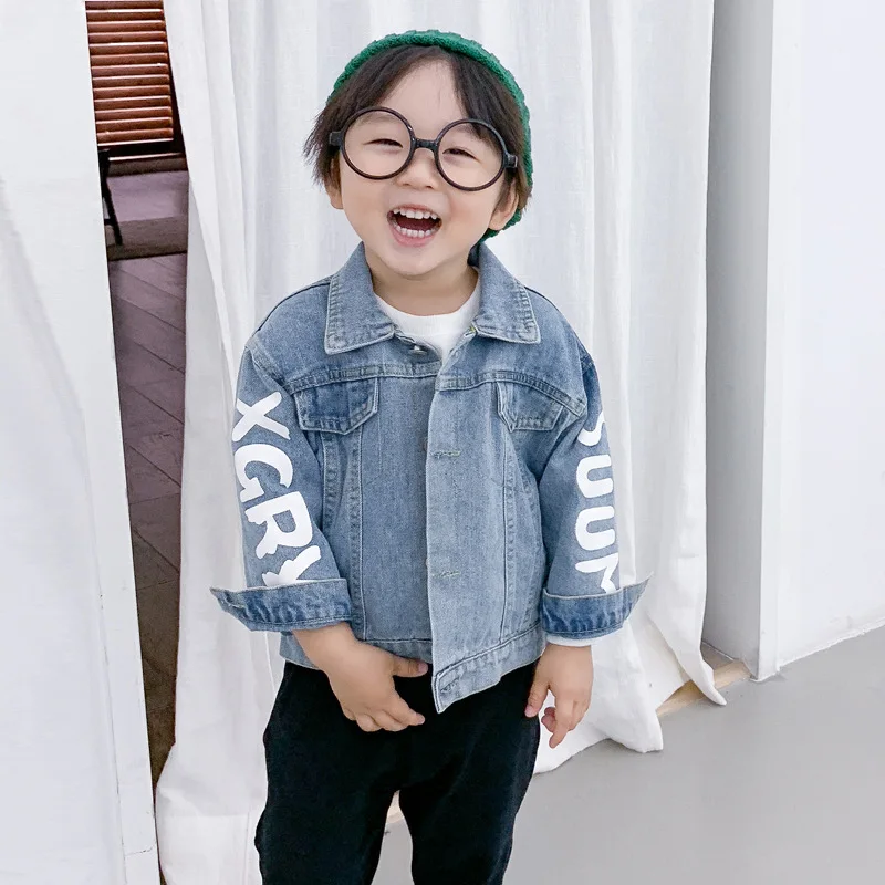 

Children Jeans Coat Spring And Autumn 2019 New Style Korean-style Cartoon BOY'S Top Denim Jacket Baby