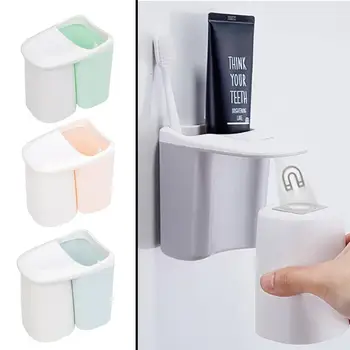 

ABS Space Saver Toothpaste Container Practical Creative Cup Rack Toothbrush Holder Household Suction Organizer Doughnut Shape