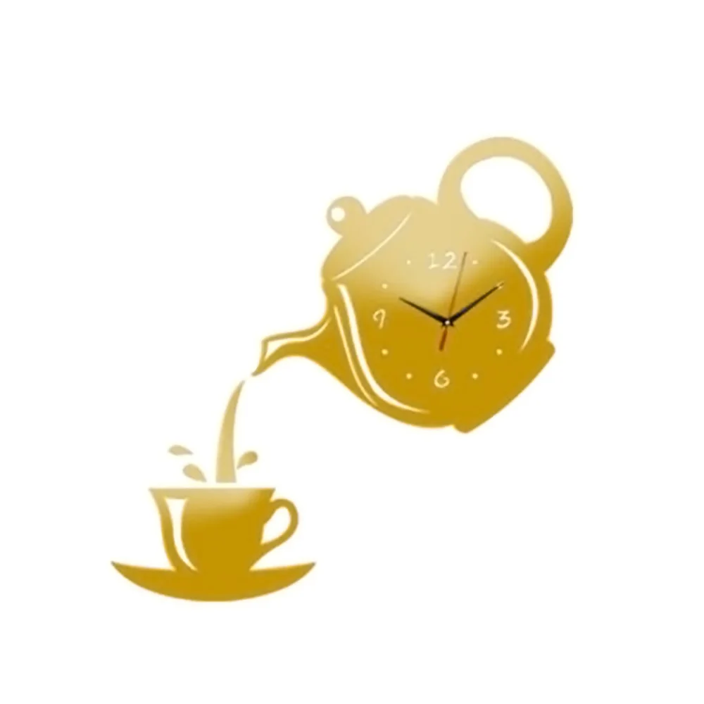 Креативные акриловые настенные часы сделай сам с чайником 3D декоративные для