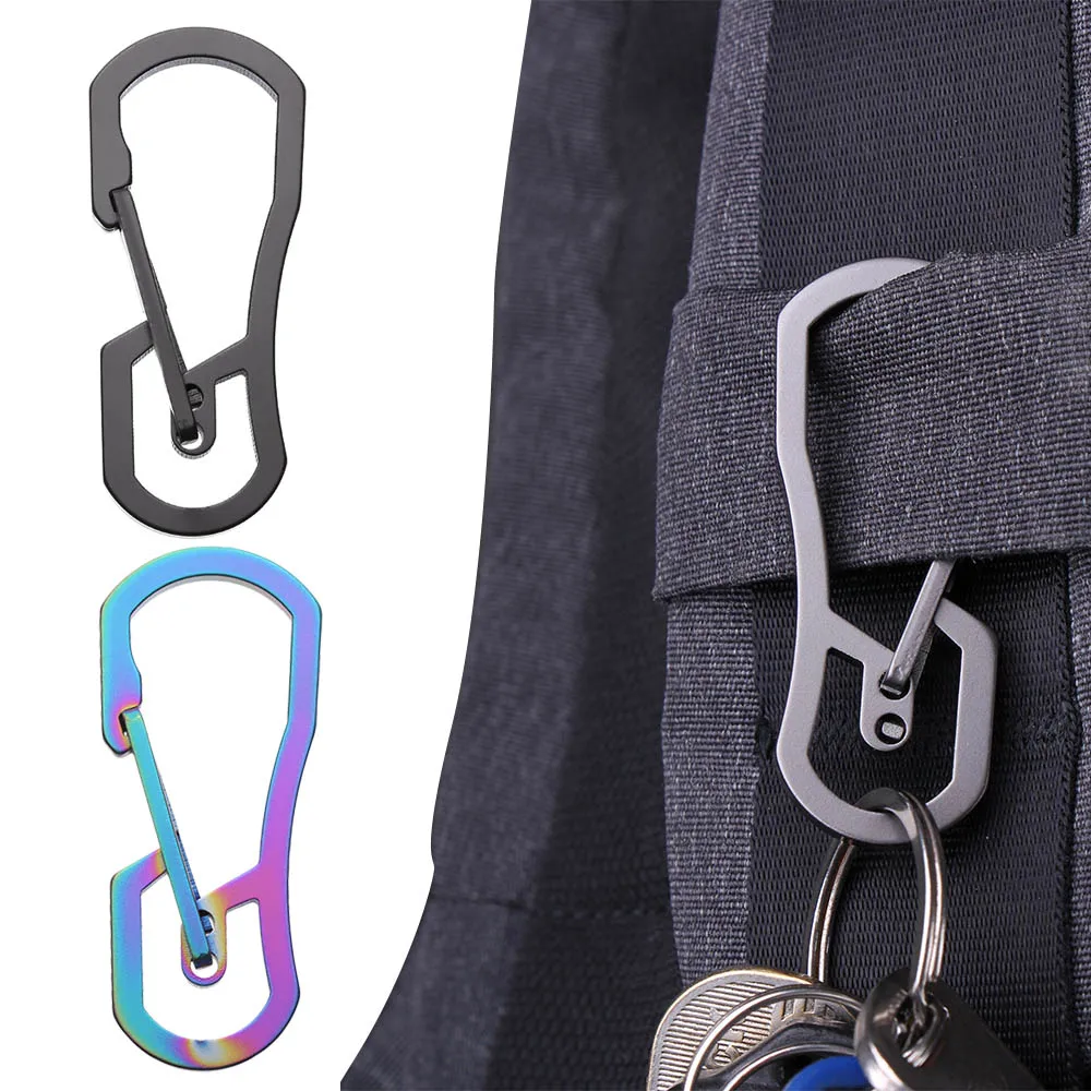 8 Shape Titanium Plating Climbing Carabiner Camping Clip Key Ring Hook Keychain Holder