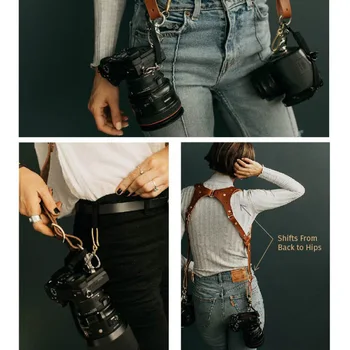 

Roadfisher DSLR Digital SLR Genuine Real Leather Camera Shoulder Belt Neck Strap Hanging Sling Holder For Canon Nikon Sony Fuji