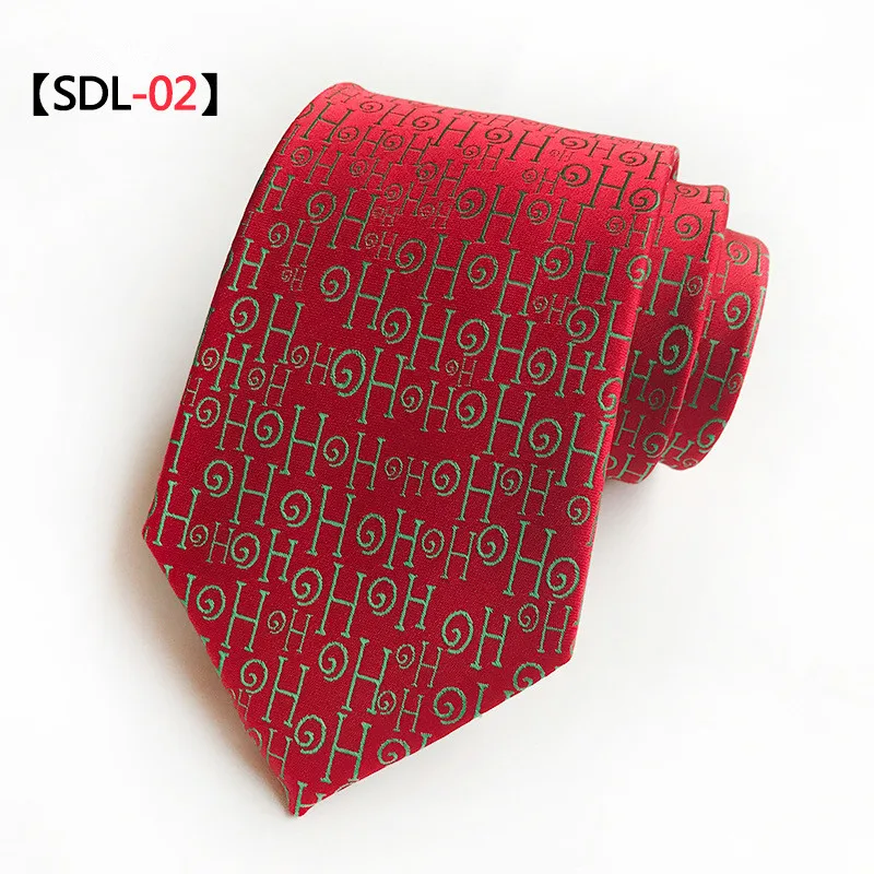 Red Polyester Printed Pattern Blue Festival Gift Tie Christmas Tie Necktie 