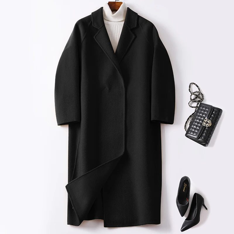 Длинное 100% двухстороннее шерстяное женское осеннее пальто зимняя куртка женская одежда 2019 шерстяное пальто из альпаки в Корейском стиле