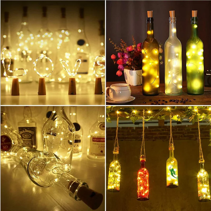 Год 1 м 10Led/2 м 20Led лампа для бутылки вина медная проволока Сказочный мини-светильник s рождественские украшения Kerst Natal Декор