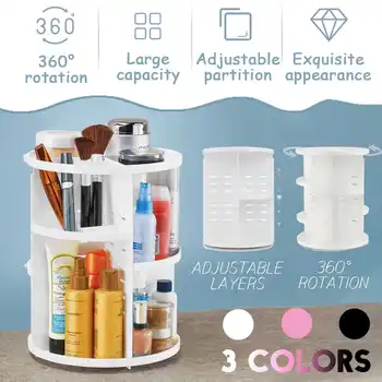 

New 360 Degree Rotation Makeup Organizer Cosmetics Storage Box Fashion Spin Multi-function Detachable Makeup Beauty Organizer