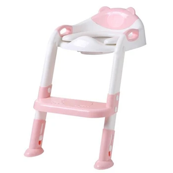 

Folding Baby Potty Infant Kids Toilet Training Seat with Adjustable Ladder Portable Urinal Potty Toilet Seat for Kids Pink