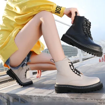 

Luxury Brand 2019 New Fashion Women's 100% Cowhide Leather Boots Winter Ladies Solid Color Boots Short Warm Cotton Shoe