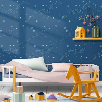 

Nordic Children's Room Wallpaper Boy Stars Girl Bedroom Children's Wallpaper Mediterranean Style Blue Cartoon Sky wallpaper