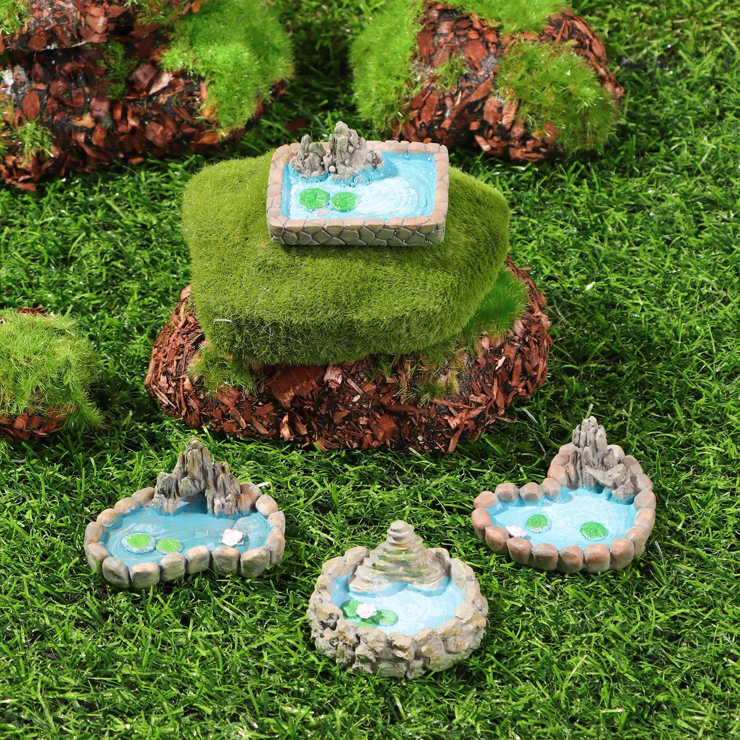 4PCS Miniature Pond Ornaments Resin Craft Decor DIY Pot Sand Table Accessories Fish Tank Figurine Pool | Дом и сад