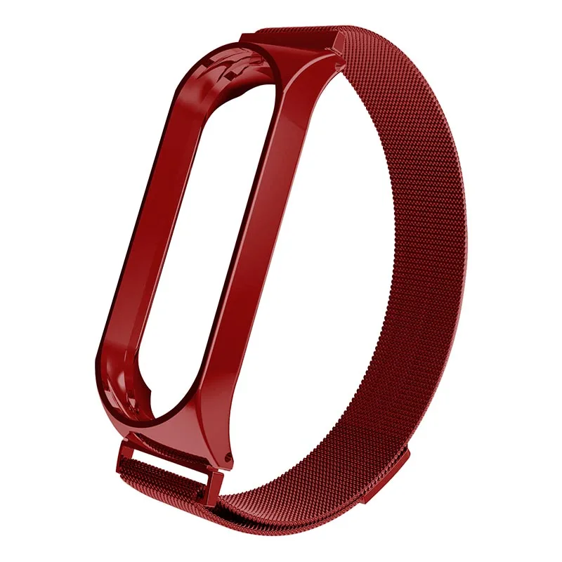 Красный Браслет для mi Band 3 4, магнитный металлический браслет из нержавеющей стали для Xiaomi mi Band 4 3, браслет для mi band 3, браслеты Pulseira - Цвет: Красный