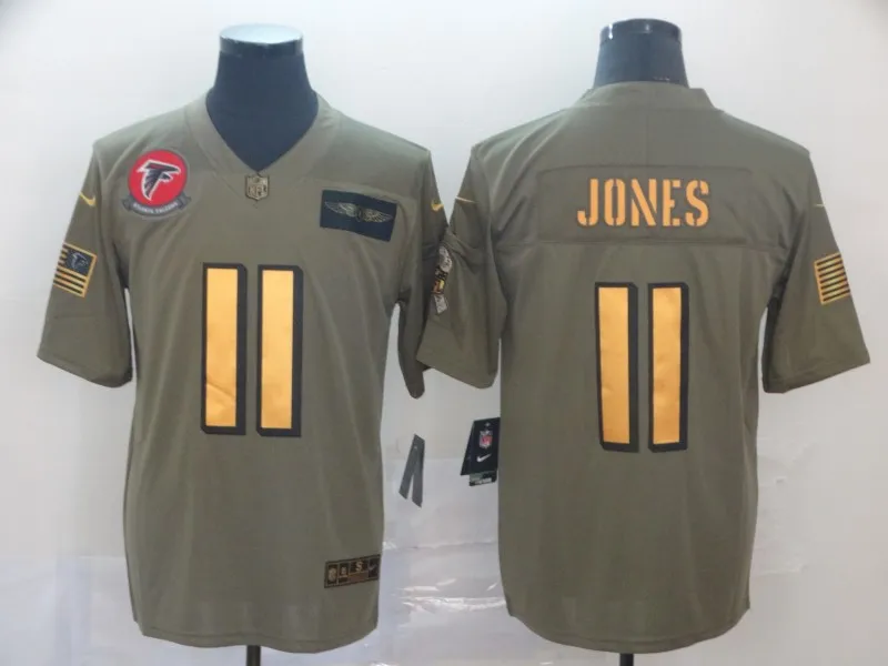 COLOR AS PHOTO SHOWN Сшитый для мужчин, Atlanta Matt Ryan Julio Jones Desmond Trufant Devonta Freeman Falcons Green Salute Jersey - Color: COLOR AS PHOTO SHOWN