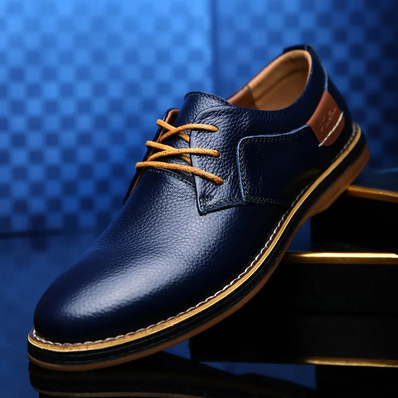 

2020 Oxford Genuine Leather Dress Shoes Men Classic Lace-Up Winter Spring Office Walking Footwear Big Size 48 Flats Male Shoes
