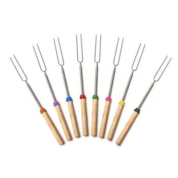 

Multi-Color Durable Multifunctional Telescopic Stainless Steel Wooden Handle Barbecue Fork Barbecue Skewers