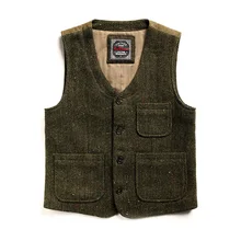 MJ-0005 почитать описание! Азиатский размер, винтажный шерстяной жилет, 560 GSM, мужской повседневный твидовый жилет