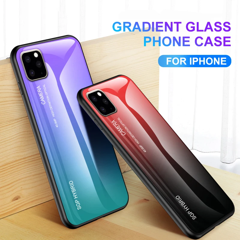 2019 Новый градиентный чехол для телефона из закаленного стекла apple iphone 11 pro 11pro max