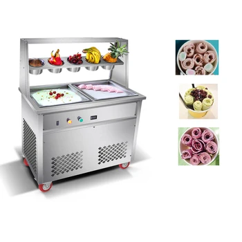 

Flat freezing ice cream machine stainless steel fried ice cream Fry pan yogurt ice cream roll machine with 5 barrels convenient