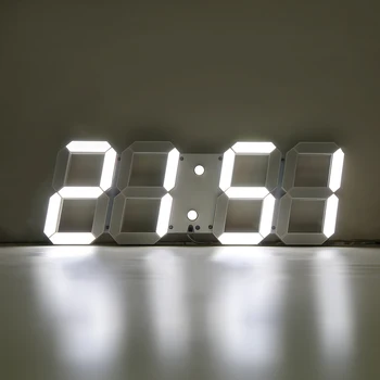 

Digital Wall Clock 3D LED Alarm Clock Electronic Desk Table Clocks with Large Temperature 12/24 Hour Display