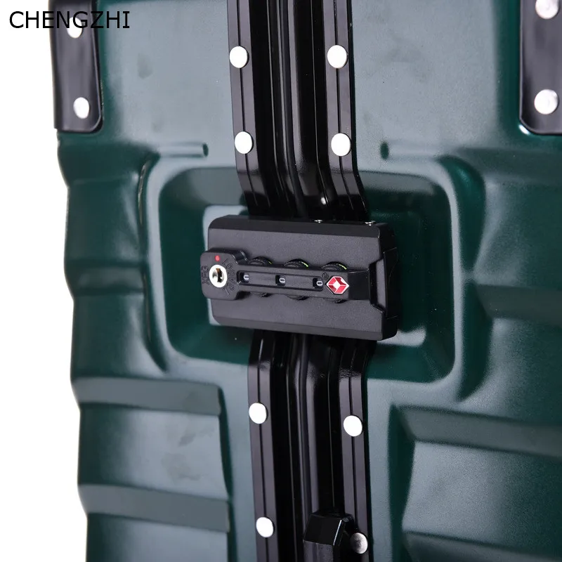 CHENGZHI Aluminum Frame+PC+ABS Rolling Luggage, 20"24"26"29"Inch Crash Proof Suitcase Trolley Travel Suitcase On Wheels